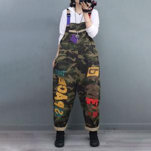 Colorful Letter Camo Overalls 90s Graffiti Jeans Dungarees