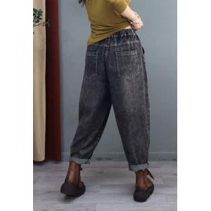 Chinese Buttons Stone Wash Jeans Ladies Embroidery Jeans