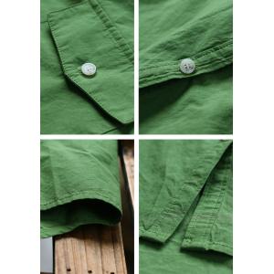Casual Business Cotton Ladies Shirt Long Sleeves Green Blouse