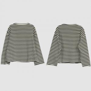 Street Chic Striped Pullover Plus Size Casual Knit T-shirt