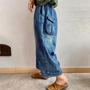 Hip Flap Pockets Stone Wash Jeans 90s Baggy Straight Leg Jeans