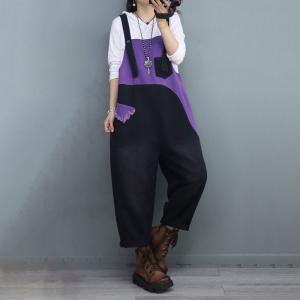Contrast Colored 90s Overalls Fringed Pocket Jean Dungarees