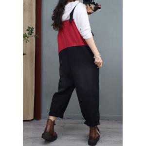 Contrast Colored 90s Overalls Fringed Pocket Jean Dungarees