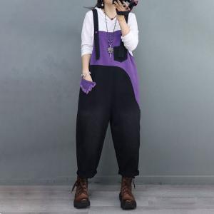 Contrast Colored 90s Overalls Fringed Pocket Jean Dungarees