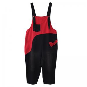 Contrast Colored 90s Overalls Fringed Pocket Jean Dungarees