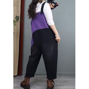 Contrast Colored 90s Overalls Fringed Pocket Jean Dungarees