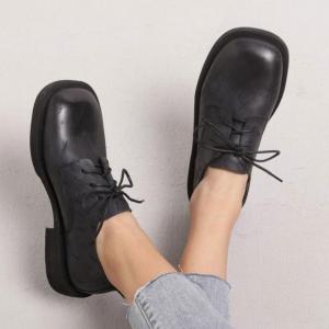Preppy Style Leather Tied Penny Loafers for Women