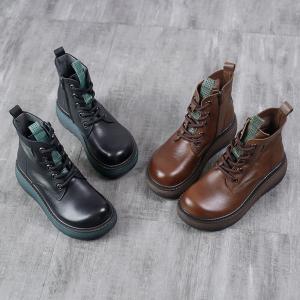 Hippie Style Wedge Boots Tied Fashion Martin Boots for Women