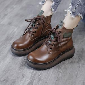 Hippie Style Wedge Boots Tied Fashion Martin Boots for Women