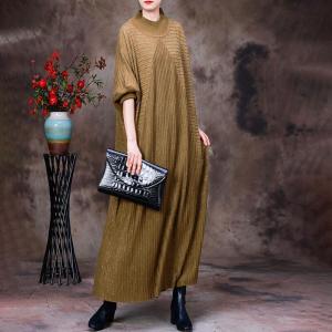 High Neck Wool Blend Sweater Dress Glittering Jumper Dress