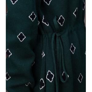 Rhombus Pattern Tied Dress Wool Blend Knit Dress