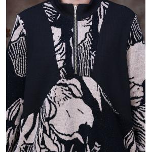 Zip Collar Totem Prints Sweater Dress Designer Winter Dress