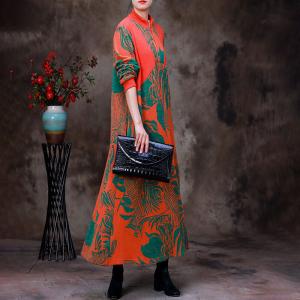 Zip Collar Totem Prints Sweater Dress Designer Winter Dress