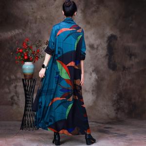Color Block Turtleneck Dress Asymmetrical Loose Fall Dress