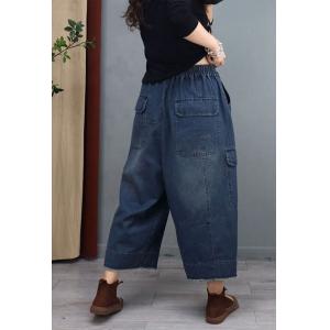 Side Pockets 90s Fringed Jeans Casual Baggy Jeans for Women