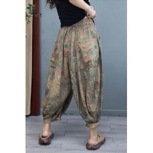 Comfy Folk Flowers Bloomers Cotton Linen Fluffy Pants