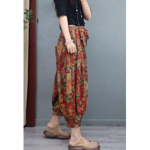 Comfy Folk Flowers Bloomers Cotton Linen Fluffy Pants