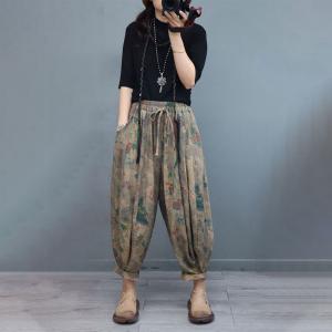 Comfy Folk Flowers Bloomers Cotton Linen Fluffy Pants