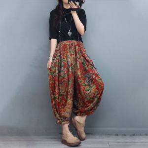 Comfy Folk Flowers Bloomers Cotton Linen Fluffy Pants