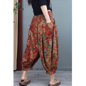 Comfy Folk Flowers Bloomers Cotton Linen Fluffy Pants