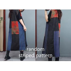 Linen Printed Patchwork Long Vest Midi Denim Vest Coat