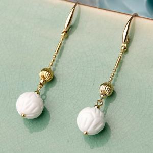 White Shell Bead Earrings Traditional Elegant Jewelry