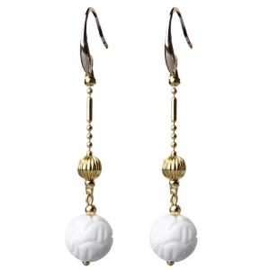 White Shell Bead Earrings Traditional Elegant Jewelry