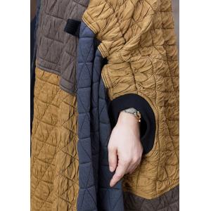 Multi-Colored Tied Winter Coat Printed Quilted Blanket Coat