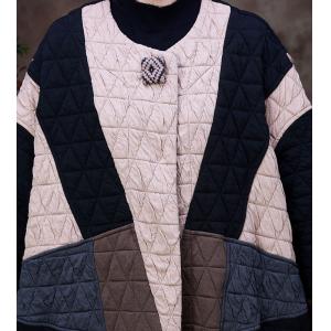 Color Blocks Unique Quilted Coat Elegant H-Shaped Coat