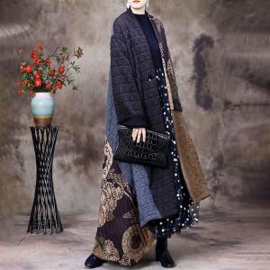 Asymmetrical Printed Large Quilted Coat Vintage Designer Coat