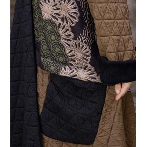 Asymmetrical Printed Large Quilted Coat Vintage Designer Coat