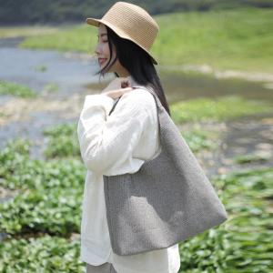 Basic Style Plain Cotton Linen Hobo Bag