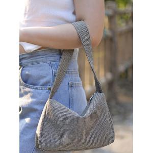 Chunky Linen Baguette Bag Mini Shoulder Purse