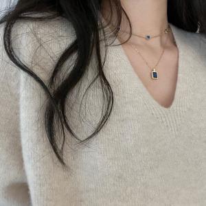 Ulzzang Square Blue Galaxy Titanium Pendant Neckpiece