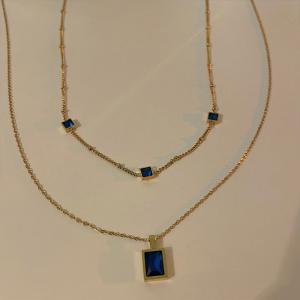 Ulzzang Square Blue Galaxy Titanium Pendant Neckpiece