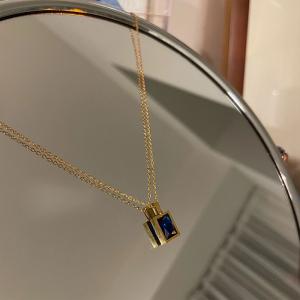 Ulzzang Square Blue Galaxy Titanium Pendant Neckpiece