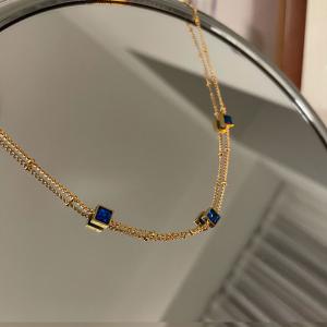 Ulzzang Square Blue Galaxy Titanium Pendant Neckpiece