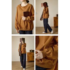 Neutral Hue Long Sleeves Pullovers Cotton Oversized Sweatshirt