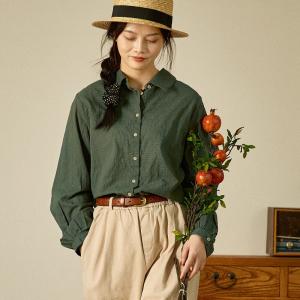 Blackish Green Oversized Shirt Soft Cotton Dressy Blouse