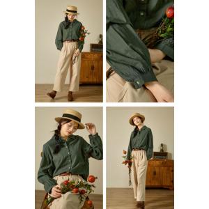 Blackish Green Oversized Shirt Soft Cotton Dressy Blouse