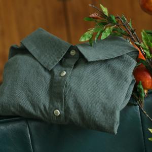 Blackish Green Oversized Shirt Soft Cotton Dressy Blouse