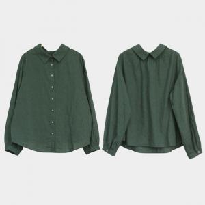 Blackish Green Oversized Shirt Soft Cotton Dressy Blouse