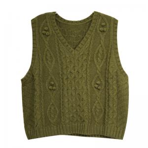 Preppy Style Chunky Knit Vest Woolen V-Neck Sweater Vest