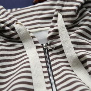 Coffee Striped Hoodie Jacket Cotton Knitting Coat