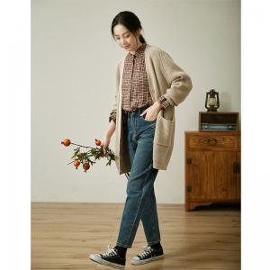 Street Style Midi Cardigan Mulberry Silk and Cashmere Soft Overcoat