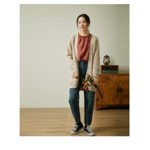 Street Style Midi Cardigan Mulberry Silk and Cashmere Soft Overcoat