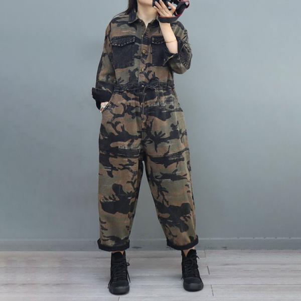 Long Sleeves Camo Jumpsuits Bedding Pockets Fashion Coveralls