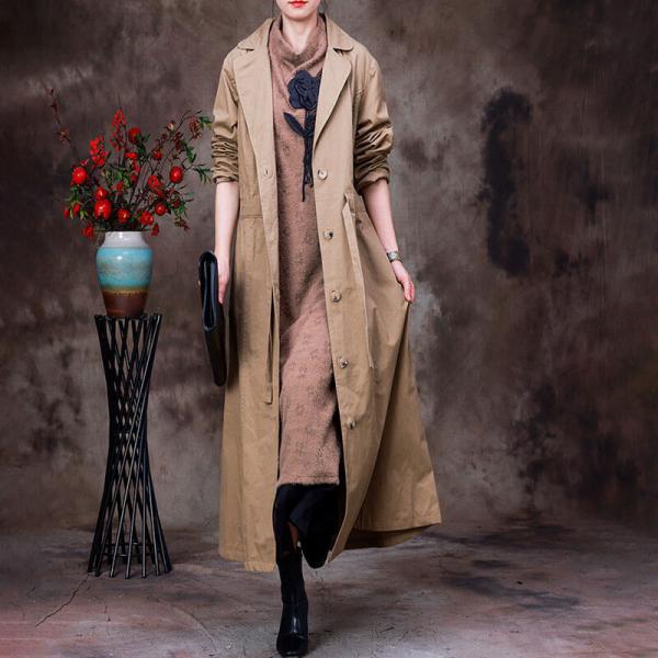 Business Casual Belted Trench Flax Long Wind Coat