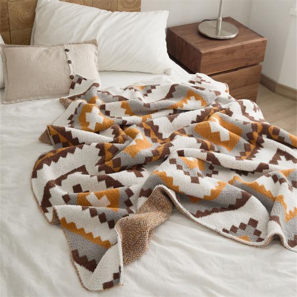 Modern Style Graphic Blanket Multi-Colored Couch Throw