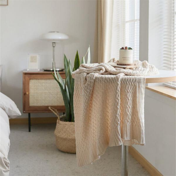 Simple Design Bamboo Fiber Blanket  Plain Knit Throw